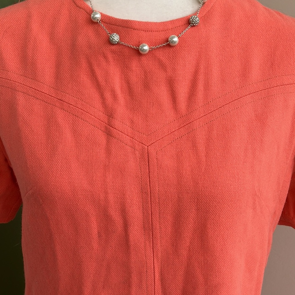 Vintage 60s 70s Monochromatic Pastel Creamsicle Orange Mini Mod Scooter Dress - Picture 2 of 4